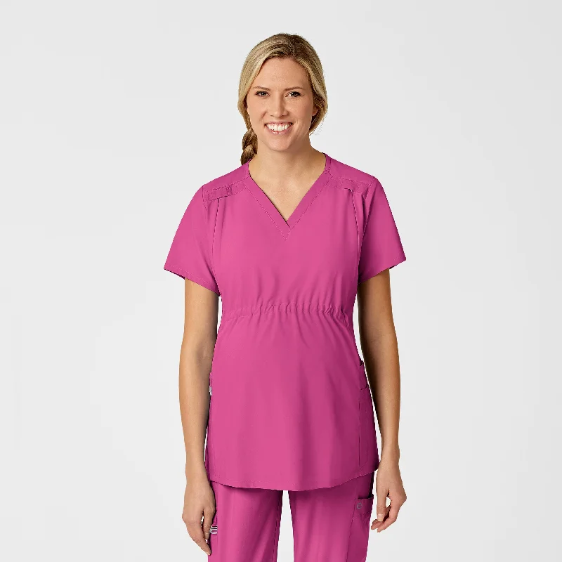 W123 Maternity V-Neck Scrub Top - Hot Pink Must-Have Styles