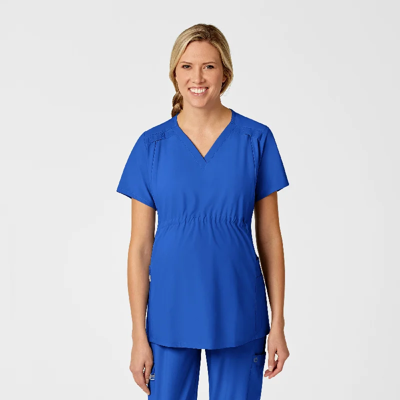 W123 Maternity V-Neck Scrub Top - Royal Vibrant Femme Fashion