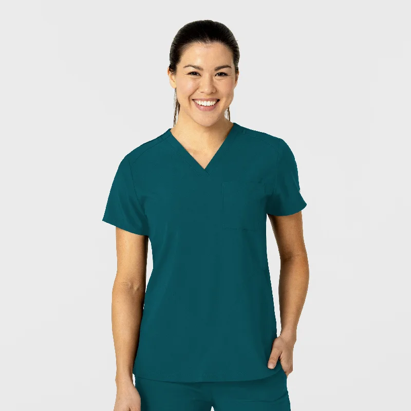 W123 Women's Flex-n-Reach V-Neck Scrub Top - Caribbean Wardrobe Upgrade