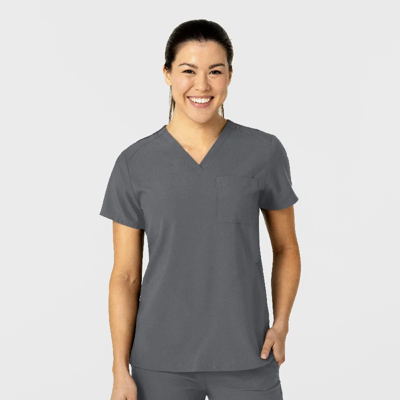 W123 Women's Flex-n-Reach V-Neck Scrub Top - Pewter Fashion For Every Occasion