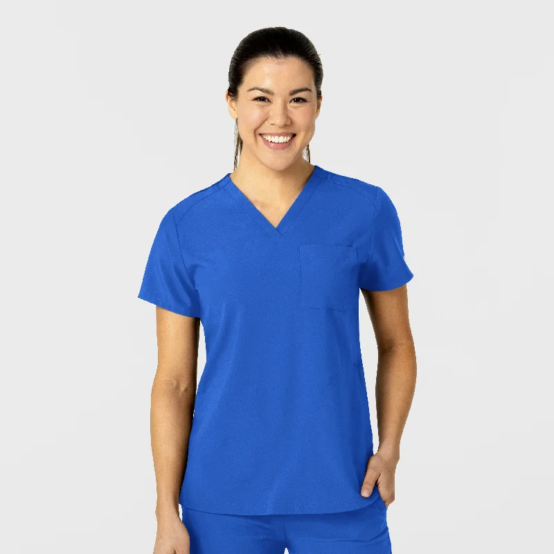 W123 Women's Flex-n-Reach V-Neck Scrub Top - Royal The Good Stuff