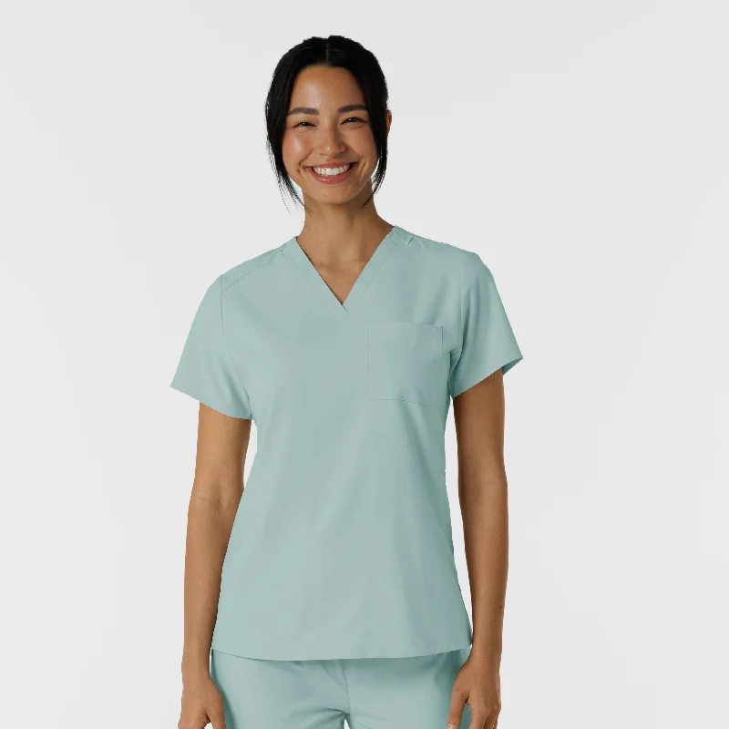 W123 Women's Flex-n-Reach V-Neck Scrub Top - Sky Blue Dive Into Trendy Women's Fashion