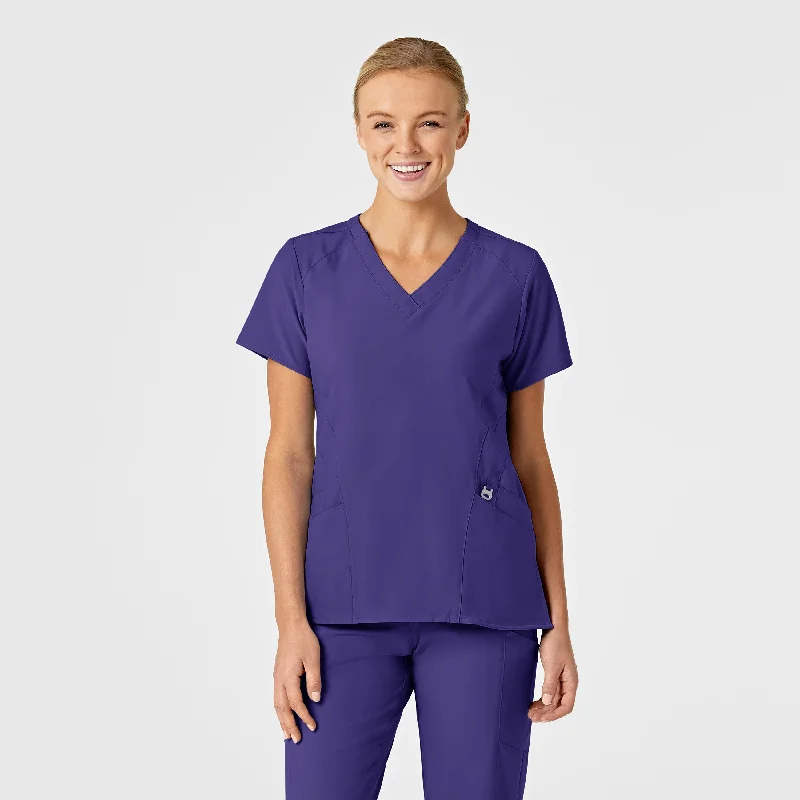 W123 Women's Stylized V-Neck Scrub Top - Grape Crazy Price Slashing