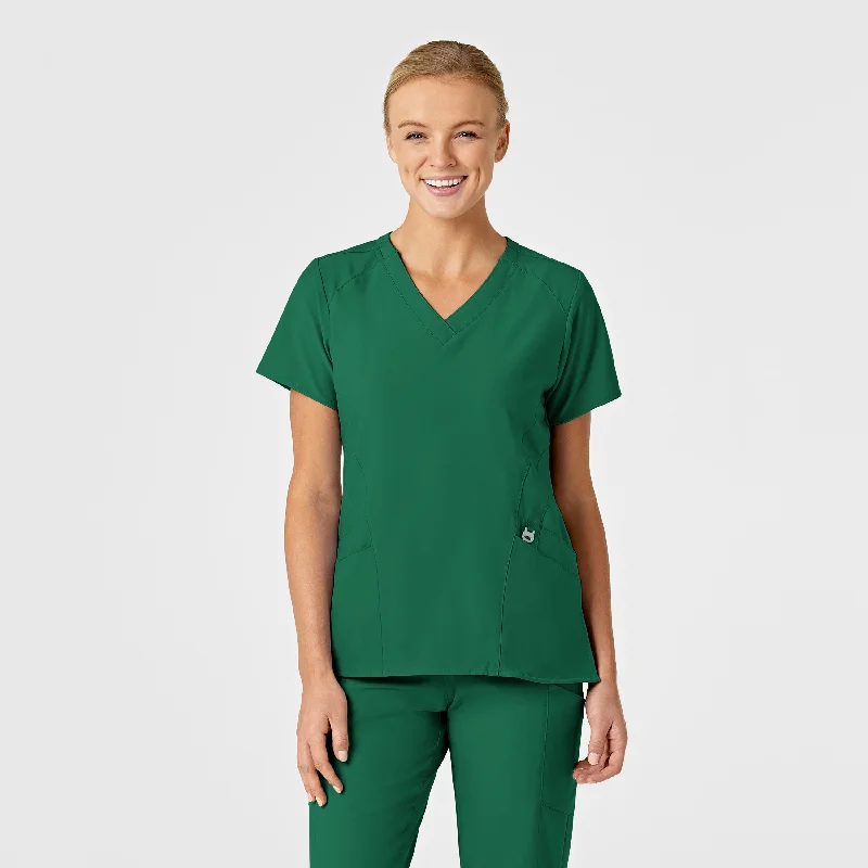 W123 Women's Stylized V-Neck Scrub Top - Hunter Budget Saver