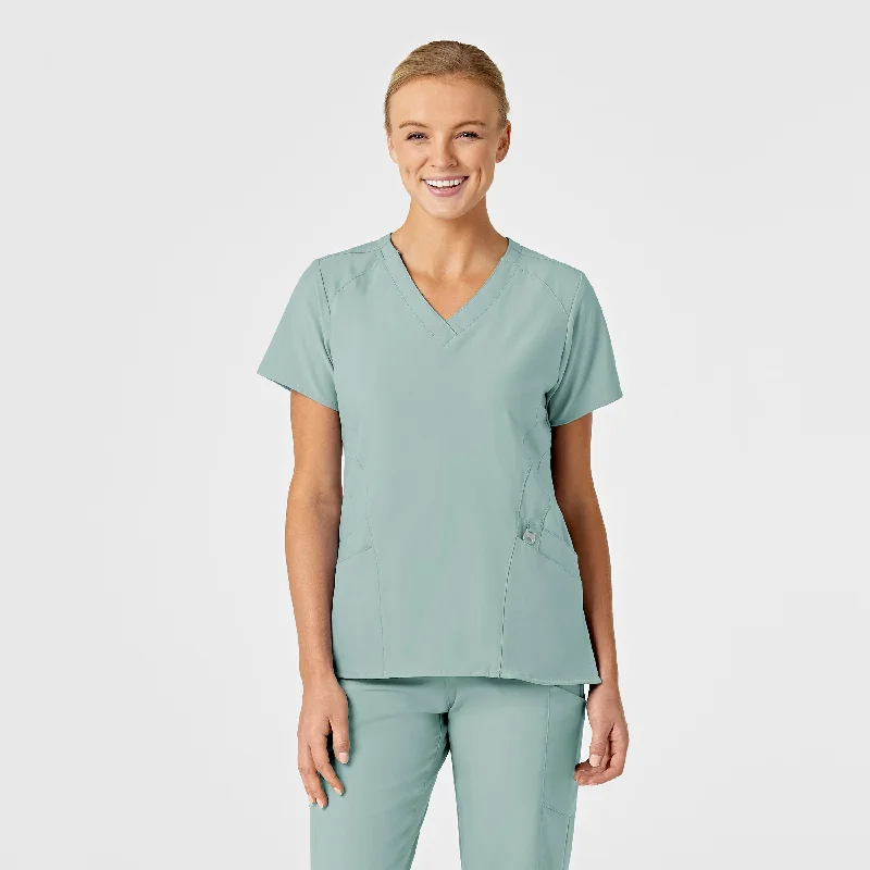 W123 Women's Stylized V-Neck Scrub Top - Sky Blue Trendsetter's Closet