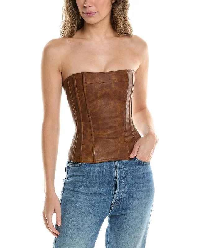 WeWoreWhat Strapless Linen-Blend Corset Top Elegant Style