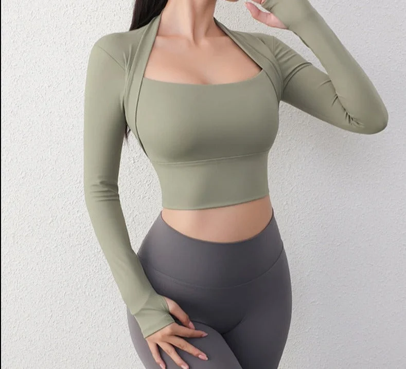 Women Crop Long Sleeve Gym Sports Tops Big Savings