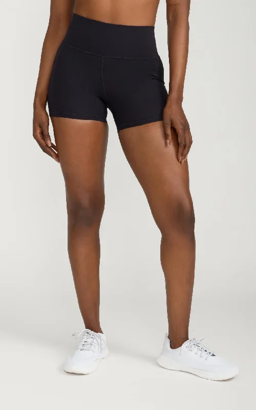 Bliss Biker Short 4" With Pockets in Black Wardrobe Update