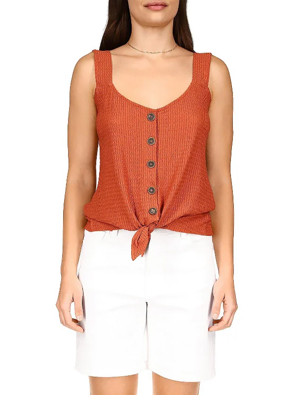 Womens Button-Down Tie Front Tank Top Elevate Your Wardrobe