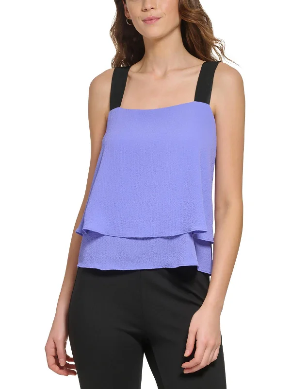 Womens Fold-Over Tank Pullover Top Clearance Event