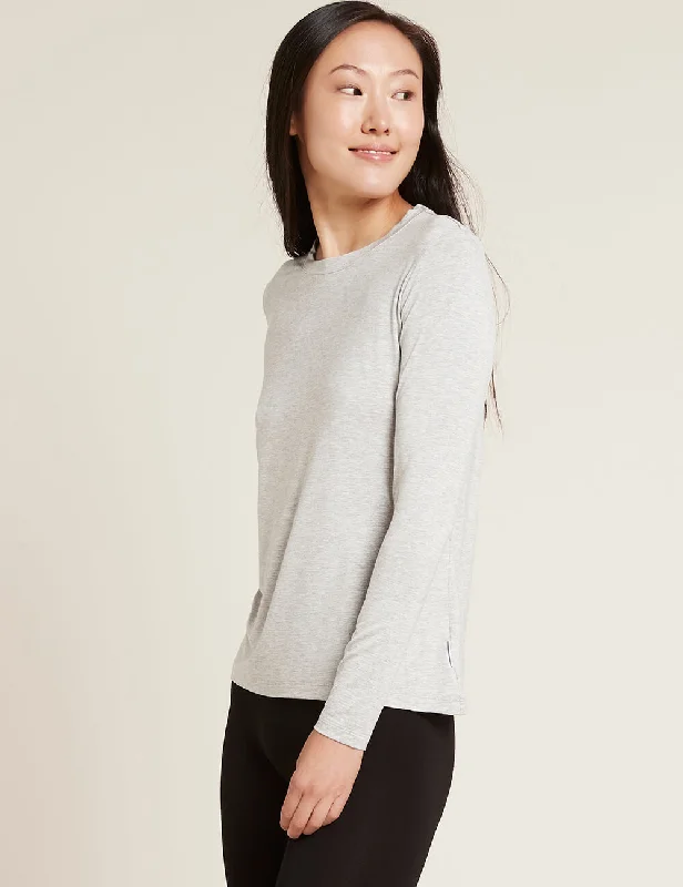 Women's Long Sleeve Round Neck T-Shirt - Light Grey Marl Stylish Spring Fashion