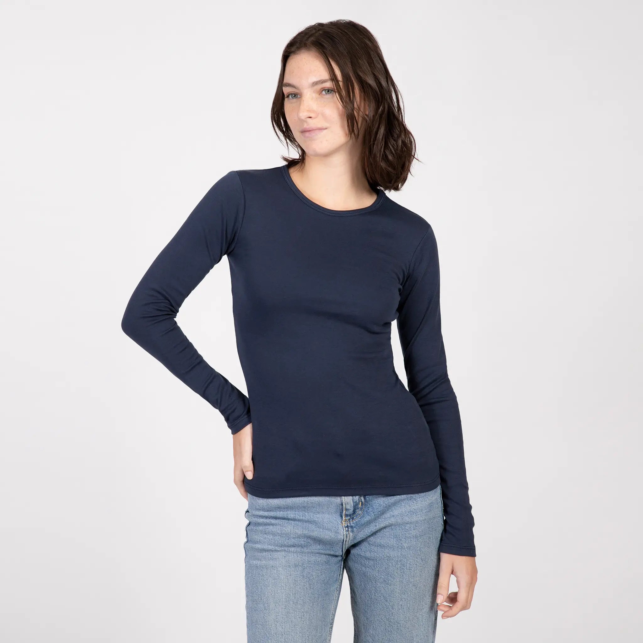 Women's Organic Pima Cotton Long Sleeve Shirt Limited Time Offer