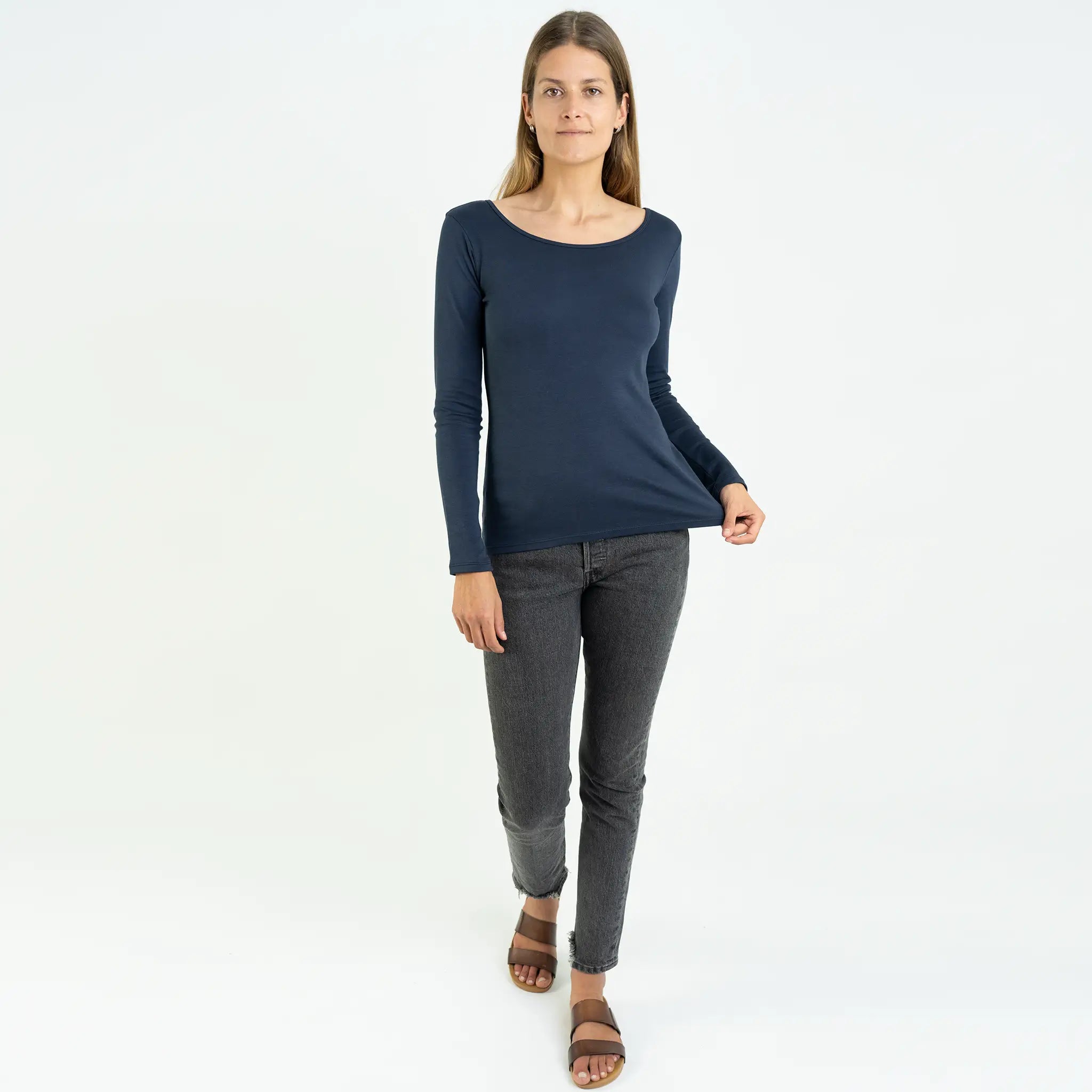 Women's Organic Pima Cotton Scoop Neck Long Sleeve Discover Now