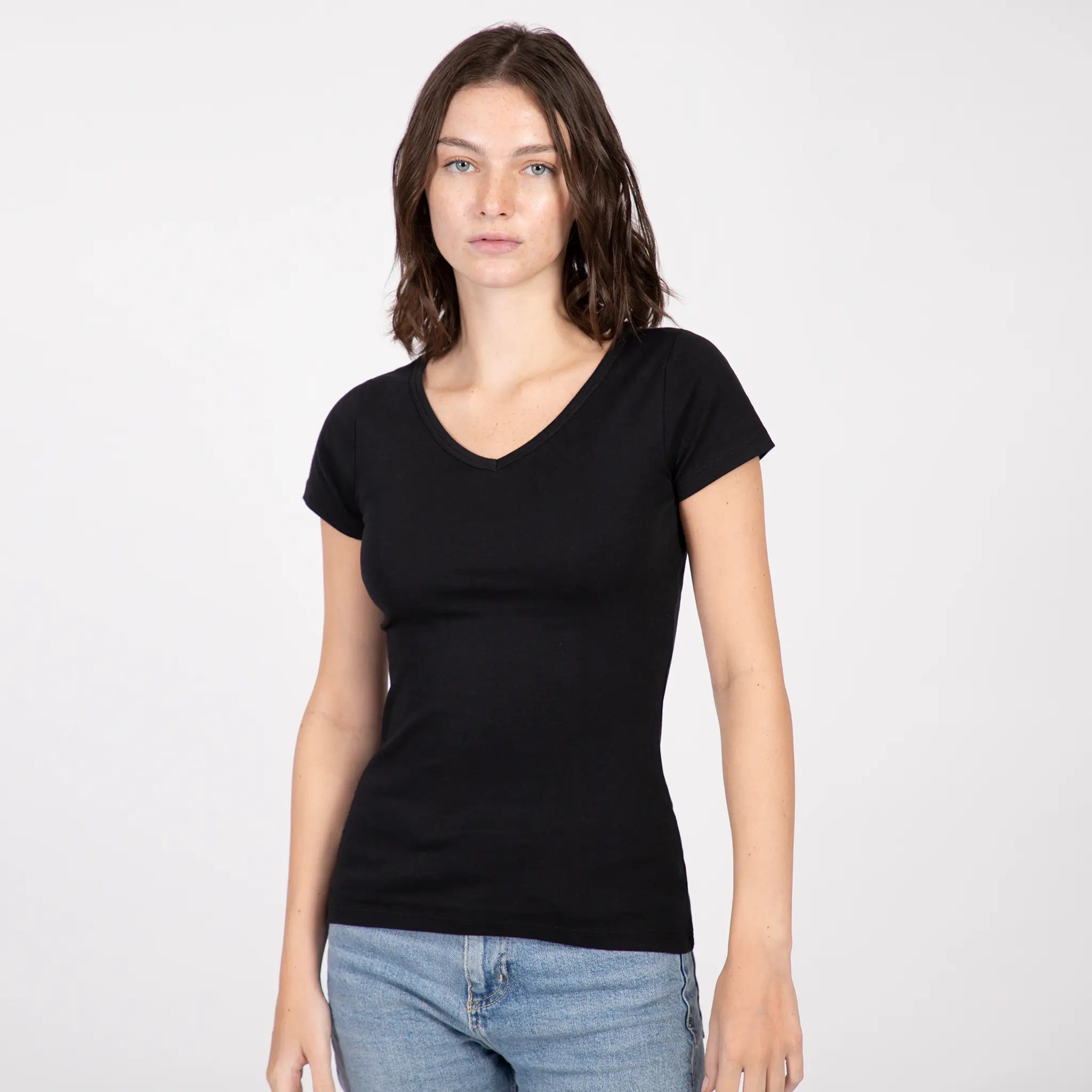 Women's Organic Pima V-Neck - Relaxed Fit Snag Fabulous Fashion Bargains