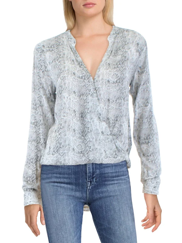 Womens Python Print Surplice Blouse Find Your Unique Flair