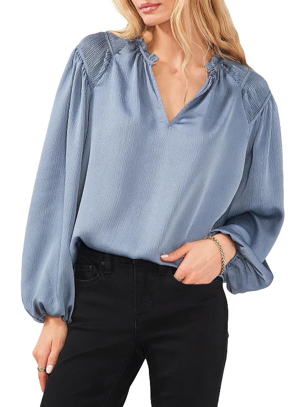 Womens Satin Ruched Blouse Spring Fashion