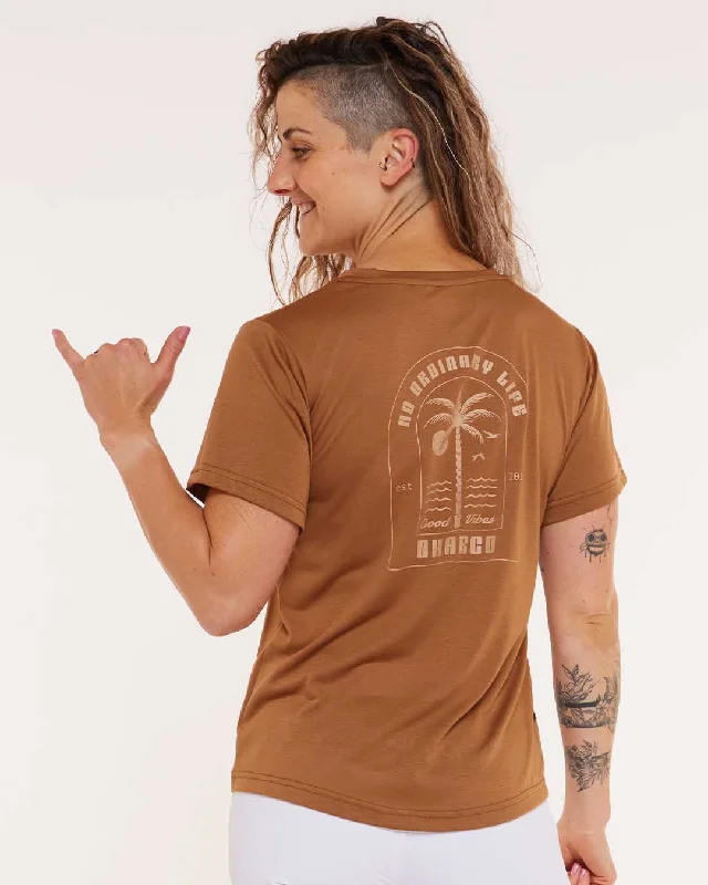 Womens Short Sleeve Tech Tee | Caramel Special Offers, Don't Miss