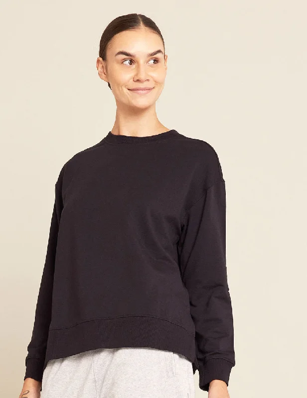 Women's Weekend Crew Pullover - Black Premium Quality Garments