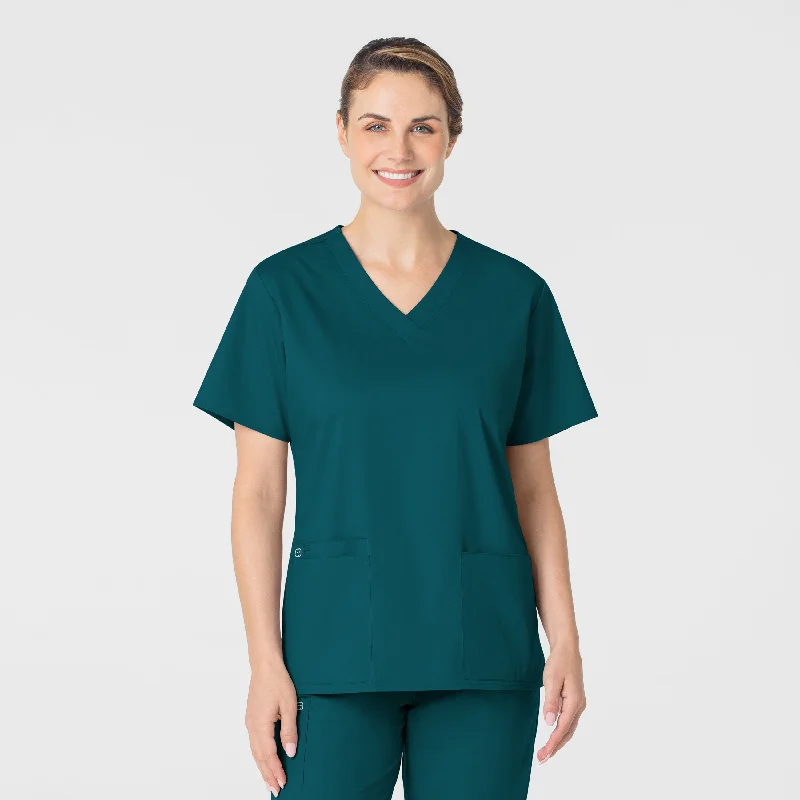 WonderWORK Women's V-Neck Scrub Top - Caribbean Sleek Design