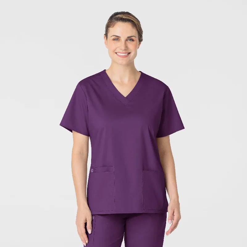 WonderWORK Women's V-Neck Scrub Top - Eggplant Big Savings