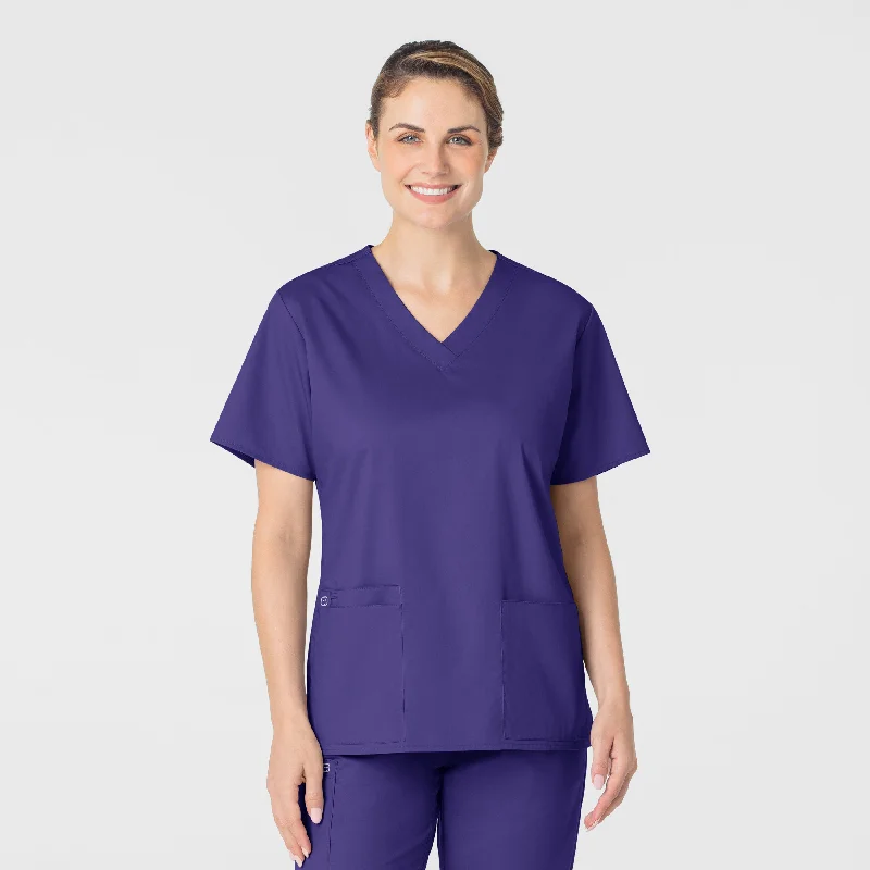 WonderWORK Women's V-Neck Scrub Top - Grape Effortless Comfort