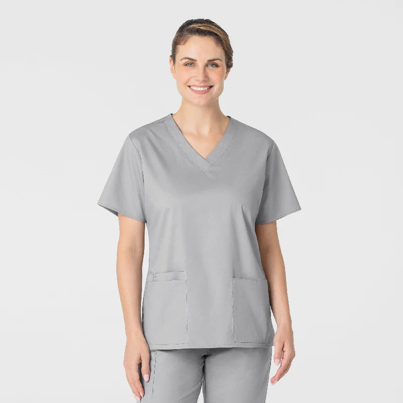 WonderWORK Women's V-Neck Scrub Top - Grey Last Chance Sale