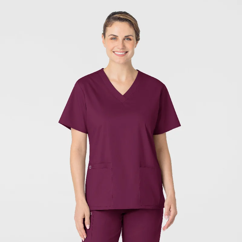 WonderWORK Women's V-Neck Scrub Top - Wine Best Sellers