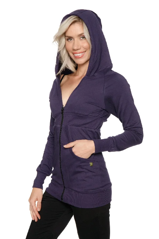 Zip-up Long Body Travel Hoodie Jacket (Eggplant Purple) Hot Trends