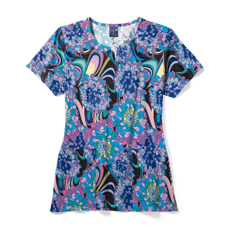 Zoe+Chloe Performance Notch Neck Print Scrub Top - Disco Floral Shop Sale Items