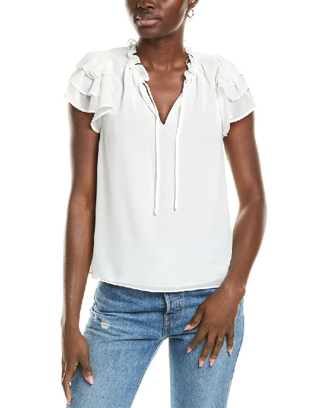 1.STATE Flutter Sleeve Tie V-Neck Top Mid - Week Surprise