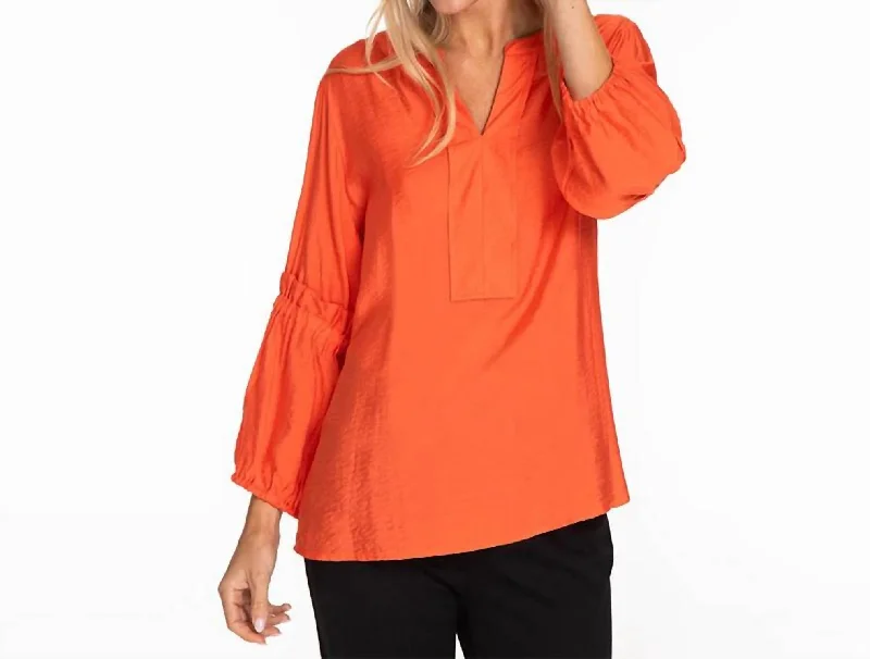 3/4 Bell Sleeve Top In Coral Exclusive Discount