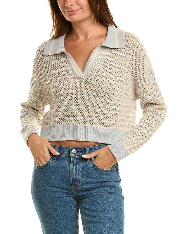 525 America Open Knit Polo Sweater Chic Wardrobe Essentials