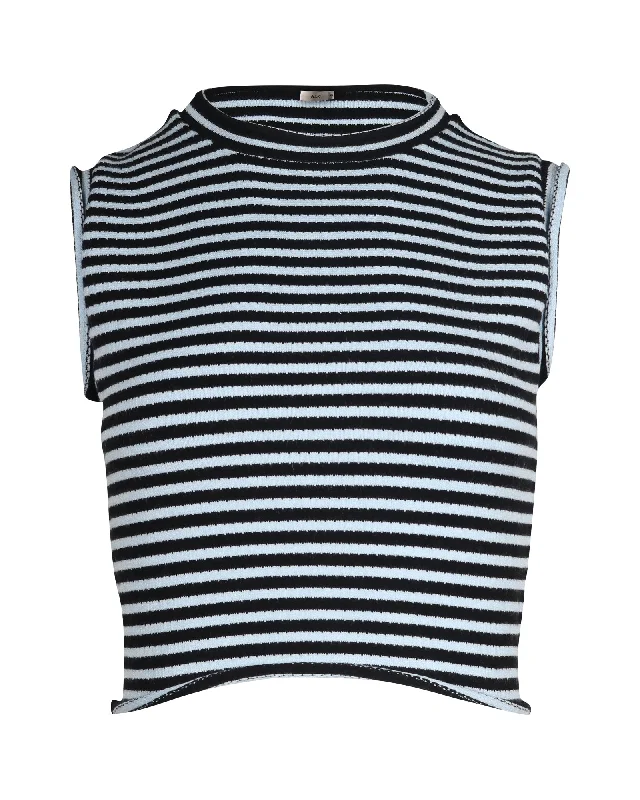 A.L.C. Dan Striped Crop Top in Blue Viscose Top Deals