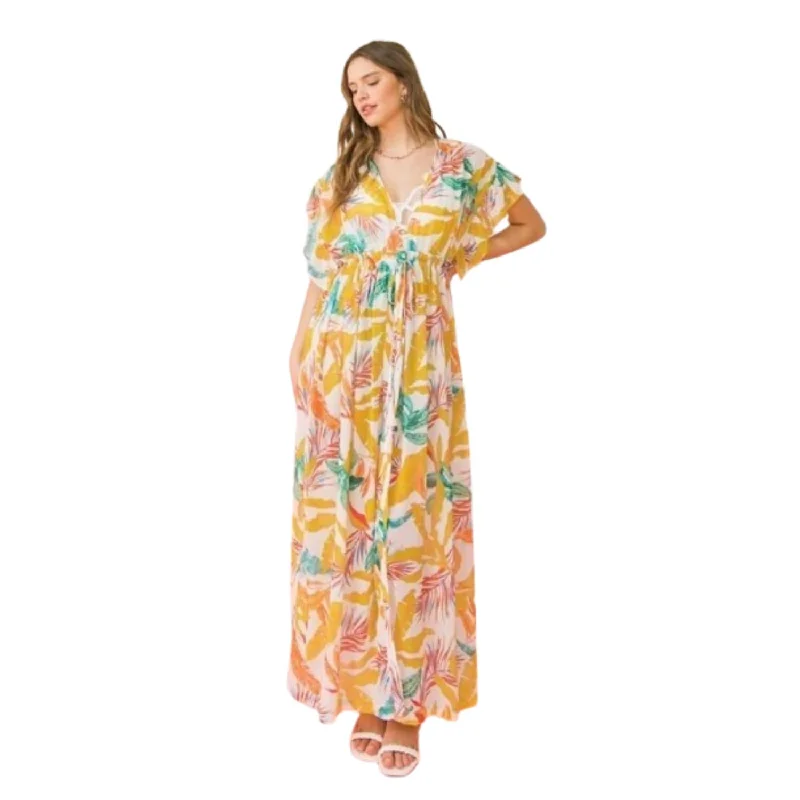 A Printed Woven Maxi Cover Up Soft Textures