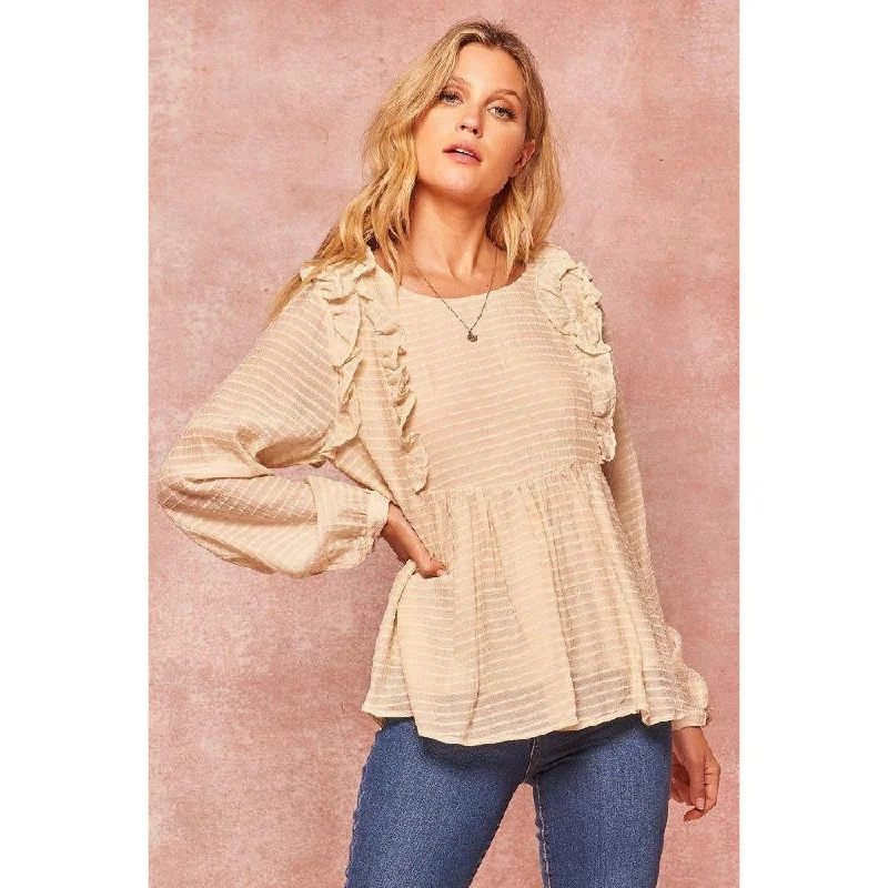 A Semi-sheer Striped Woven Top Seasonal Fashion