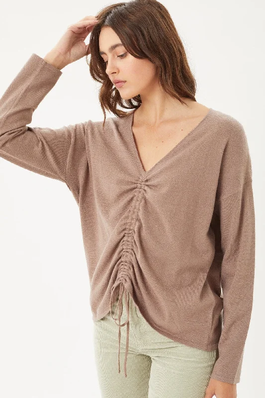 A V-neckline Drawstring Ruched Top Best Sellers