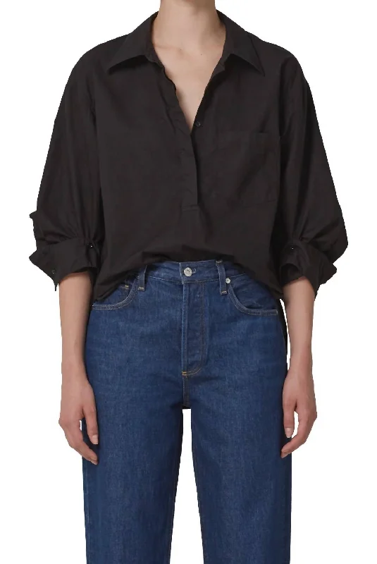 Aave Oversized Cuff Shirt In Black Eclectic Style Wardrobe