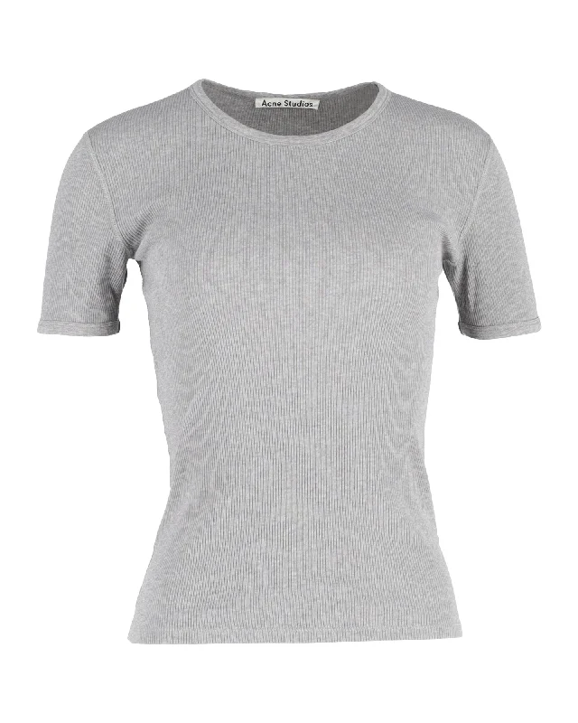 Acne Studios Fitted Ribbed Tee in Grey Cotton Style Redefined