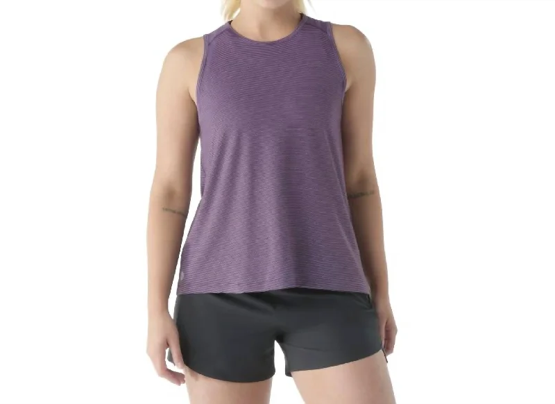 Active Mesh High Neck Tank Top In Light Eggplant Heather Charming Silhouette