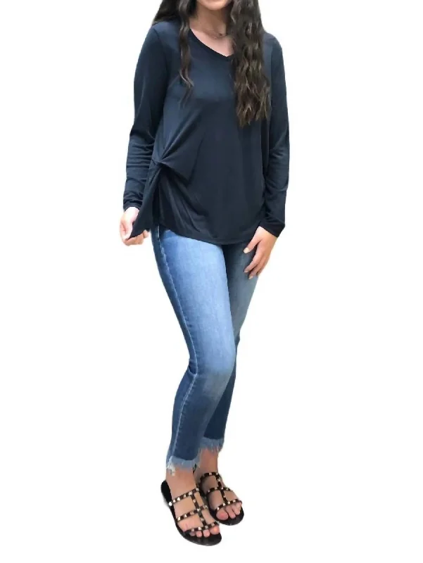 Adeline Twist Long Sleeve Top In Black Special Offer