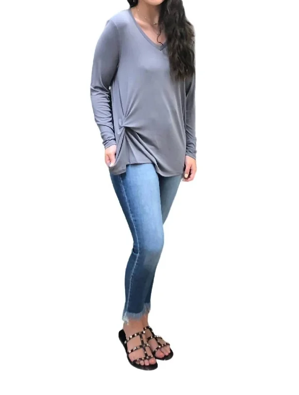 Adeline Twist Long Sleeve Top In Smoke Classic Women's Fashion