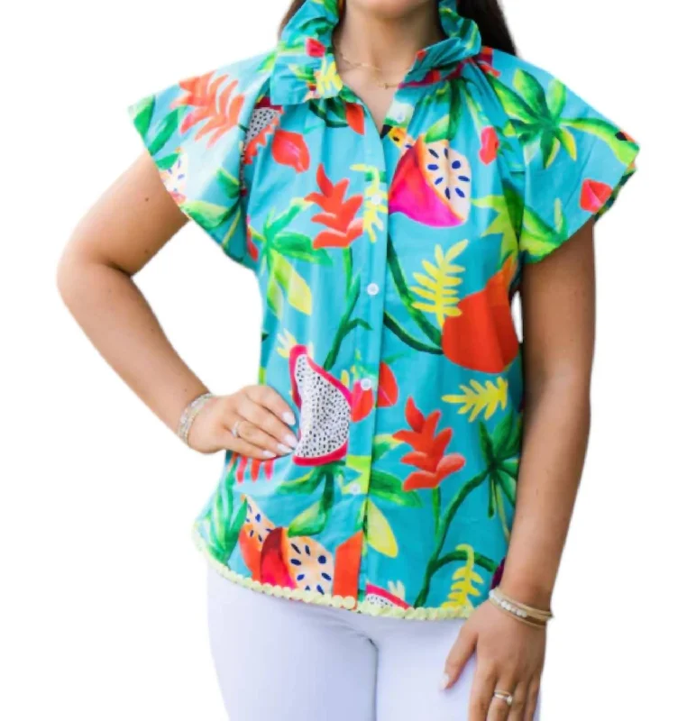 Adelyn Blouse In Poolside Elevate Your Wardrobe