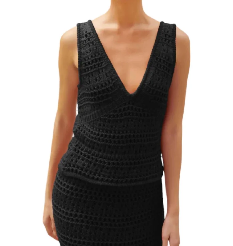 Adriana Crochet Tank Top In Black Explore What's New