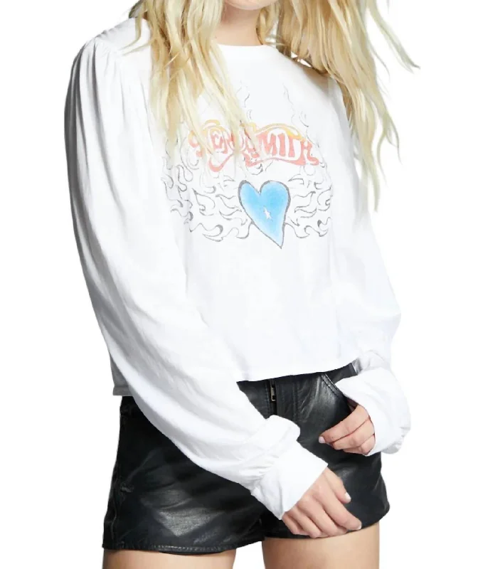 Aerosmith Puff Long Sleeve In White Trendy Fashion for Women