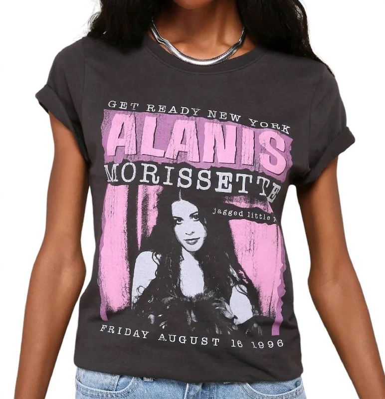 Alanis Morissette Crop Tee In Black Bold Patterns