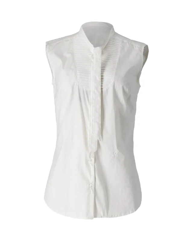 Alexander McQueen Sleeveless Blouse in White Cotton Celebrate With Big Savings