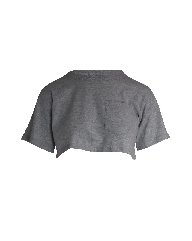 Alexander Wang Cropped T-Shirt in Grey Cotton Exclusive Discount