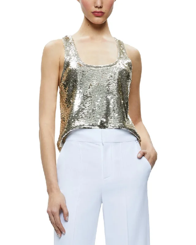 alice + olivia Avril Sequin Boxy Tank Celebrate With Big Savings