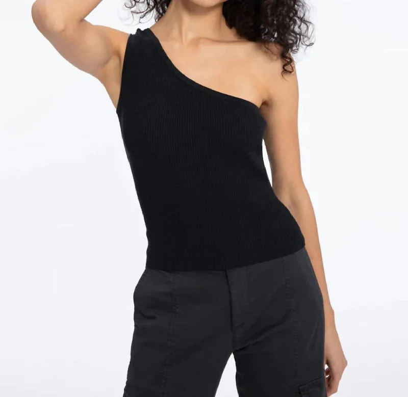 All Day One Shoulder Top In Black Trendy Fashion for Women