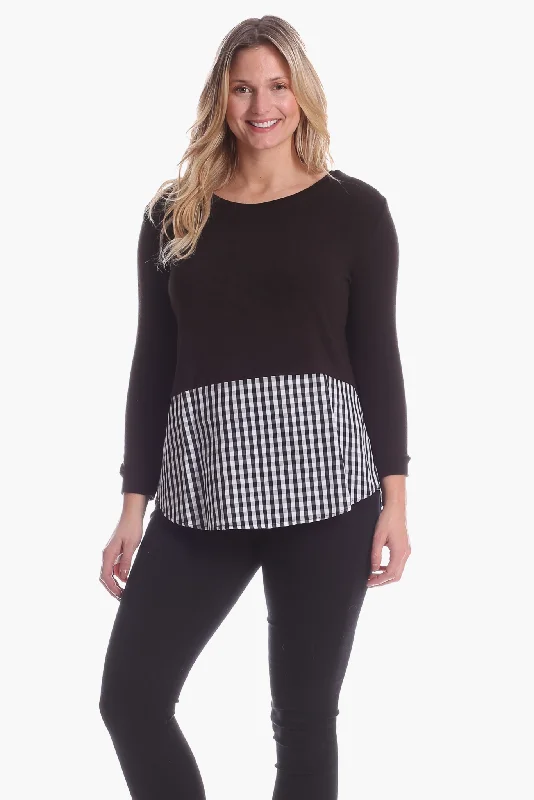 Allison Top in Black with Gingham Premium Quality Garments